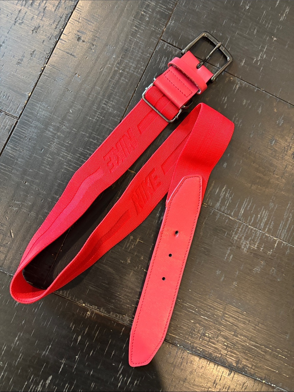 Nike Men's Red Baseball Webbing Belt with Metal Buckle One Size